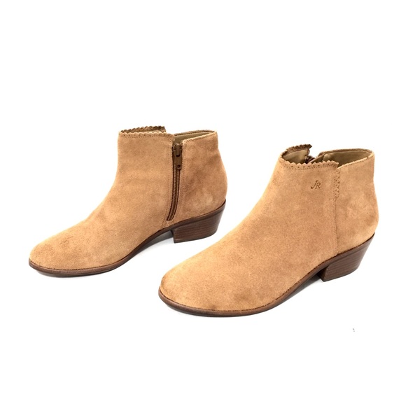 Jack Rogers Camel Suede Zip-Up Ankle Boots - Picture 2 of 6